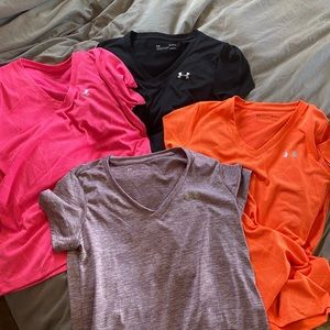 4 under armor heat gear vneck tees